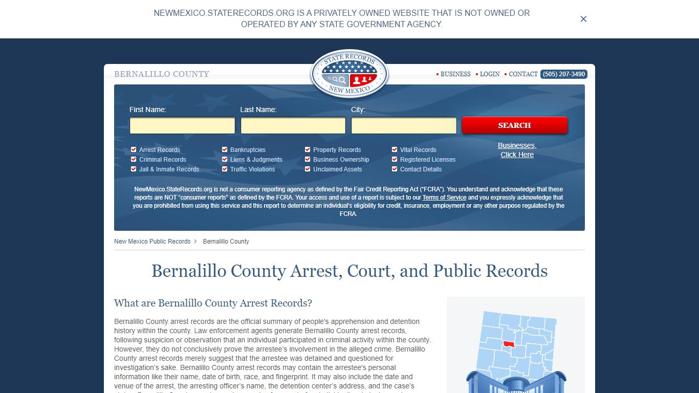 Bernalillo County Arrest, Court, and Public Records