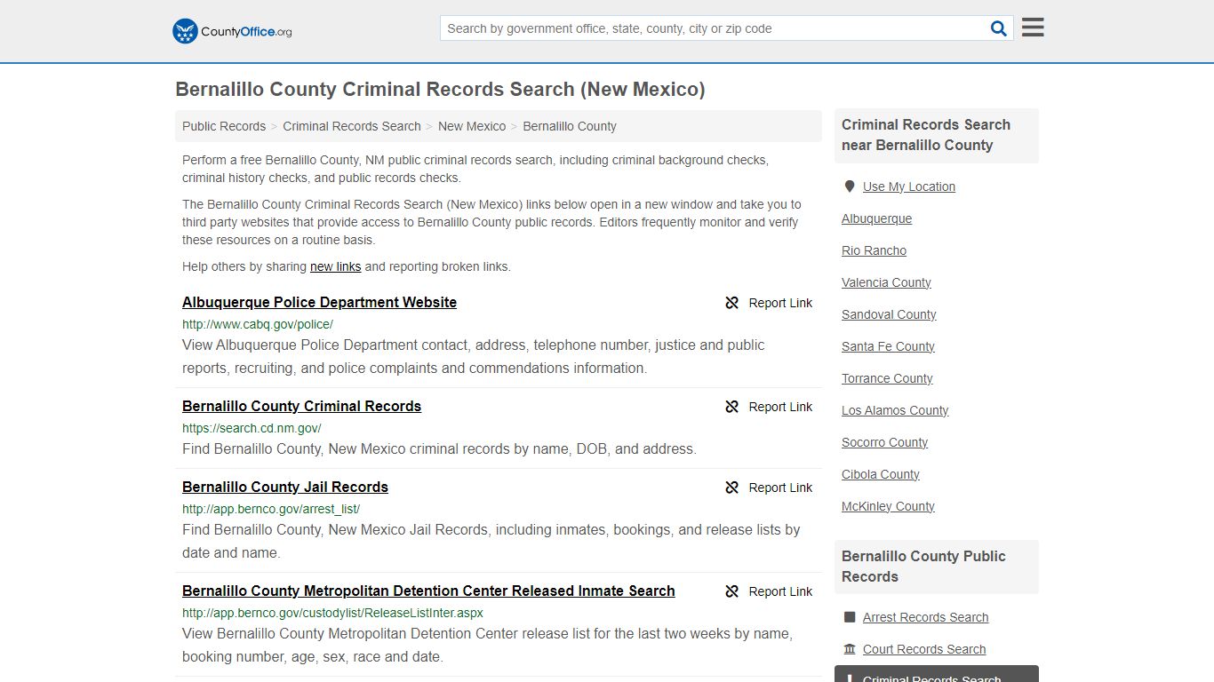 Bernalillo County Criminal Records Search (New Mexico)